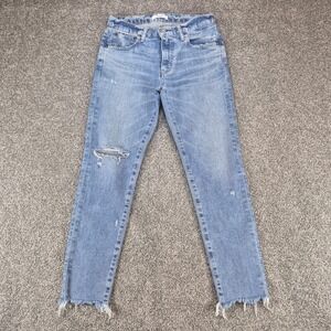 Moussy Vintage Jeans Womens 26 Depew Skinny Light Blue Distressed Made in Japan